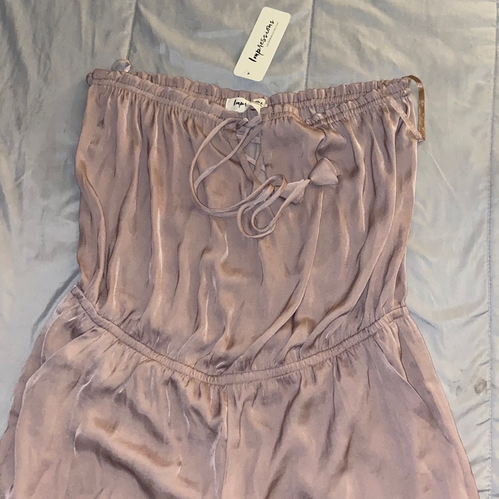 Strapless Satin Brown Romper